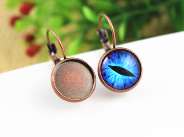 12mm 10pcs 19 Colors Plated French Lever Back Earrings Blank/Base,Fit 12mm Glass Cabochons,Buttons;Earring Bezels