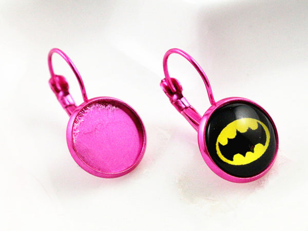 12mm 10pcs 19 Colors Plated French Lever Back Earrings Blank/Base,Fit 12mm Glass Cabochons,Buttons;Earring Bezels