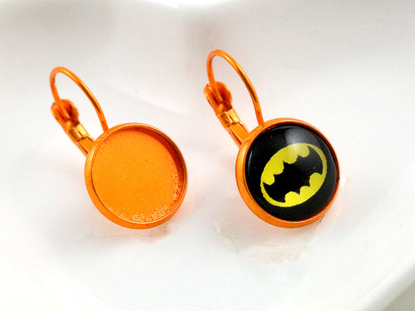 12mm 10pcs 19 Colors Plated French Lever Back Earrings Blank/Base,Fit 12mm Glass Cabochons,Buttons;Earring Bezels