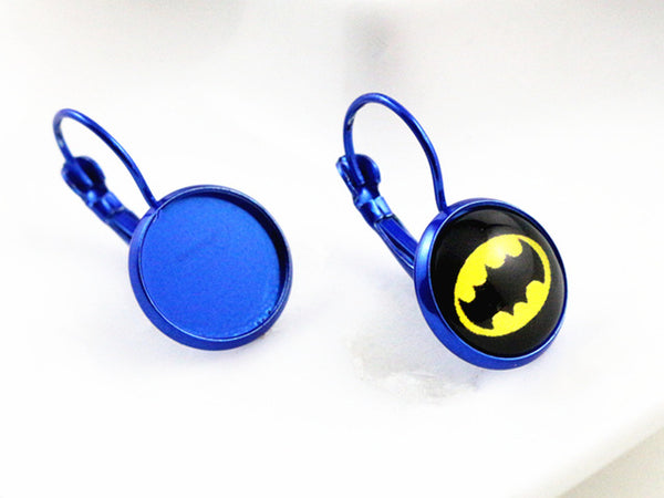 12mm 10pcs 19 Colors Plated French Lever Back Earrings Blank/Base,Fit 12mm Glass Cabochons,Buttons;Earring Bezels