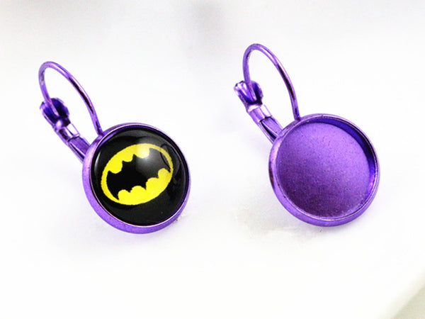 12mm 10pcs 19 Colors Plated French Lever Back Earrings Blank/Base,Fit 12mm Glass Cabochons,Buttons;Earring Bezels