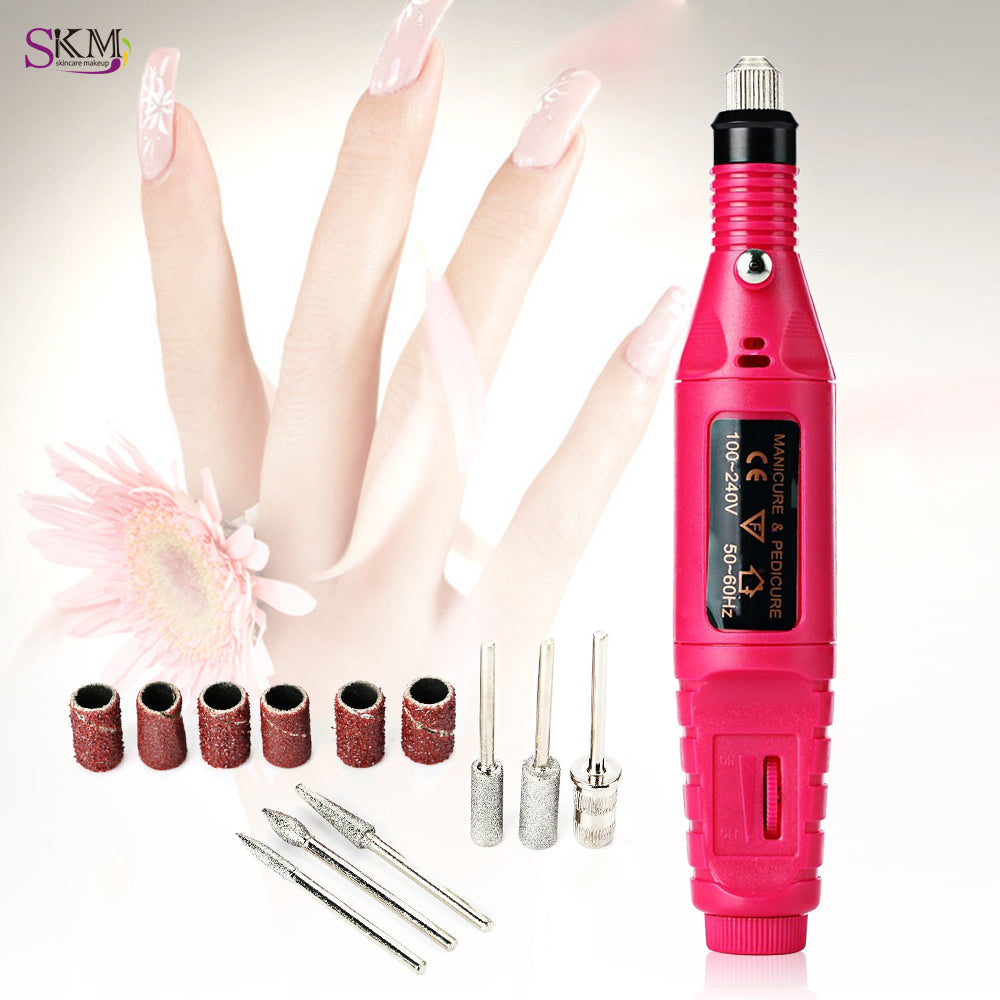 SKM 2016 New Professional Nail Care Pen Type Electric Grinding Machine Toenail File Tool Grinder Polisher Set Nail Tools