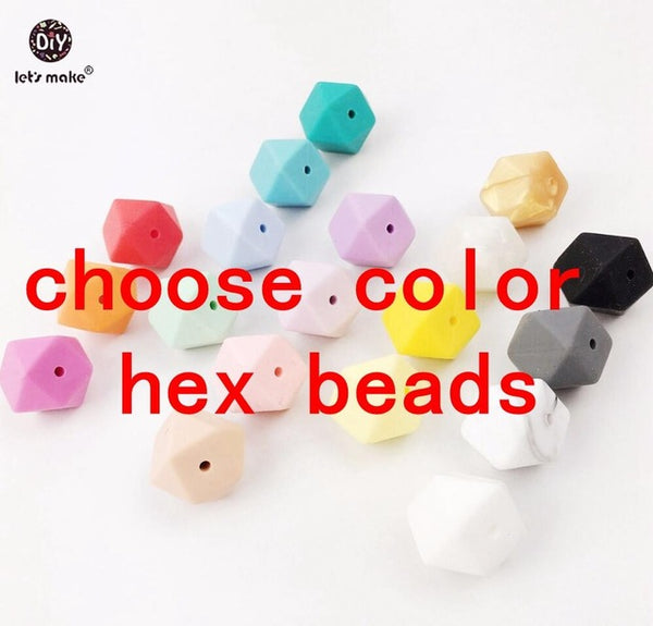 Let's Make Silicone Beads Teether Mix , 50pc Large Purple Geometric Hexagon DIY Necklace Bracelet Baby Teething Beads