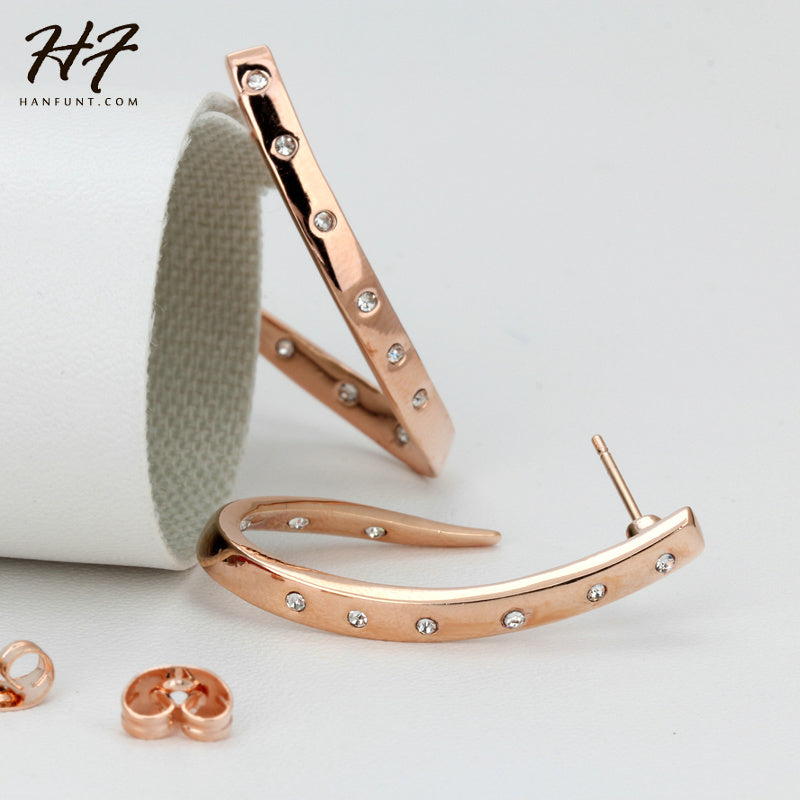 Top Quality E598 Crystal Stud Earring Rose Gold Color Jewelry Austrian Crystal Wholesale