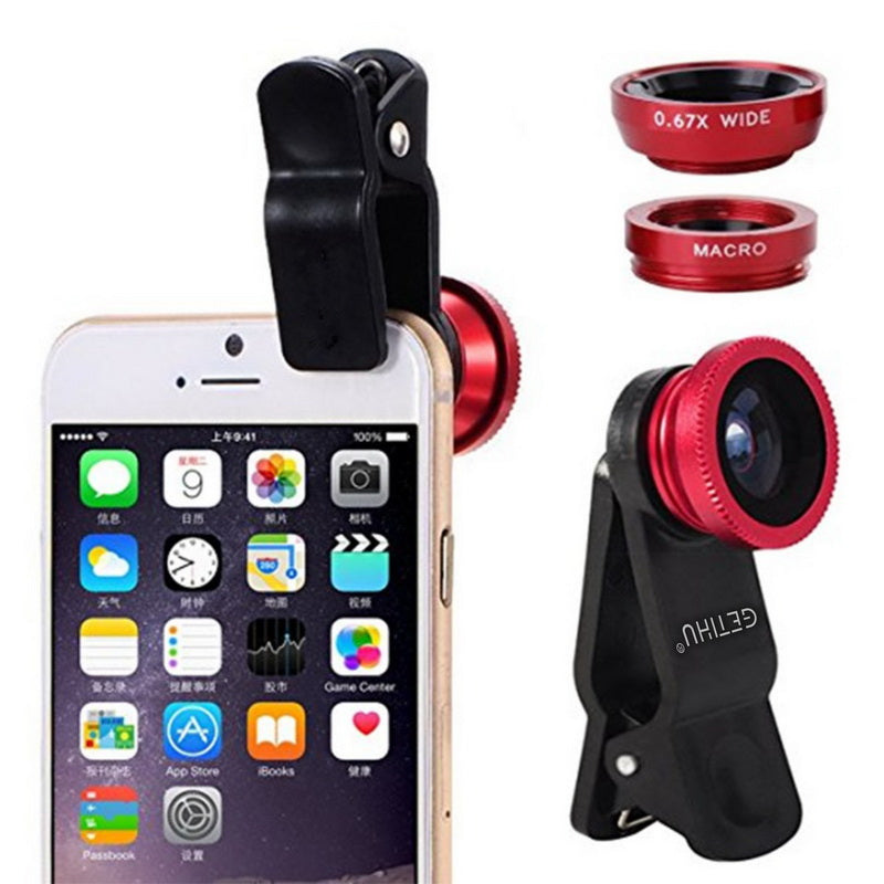 Universal Fisheye Lens 3 in 1 Mobile Phone Clip Lenses Fish Eye Wide Angle Macro Camera Lens for Smartphone iPhone 6 Microscope