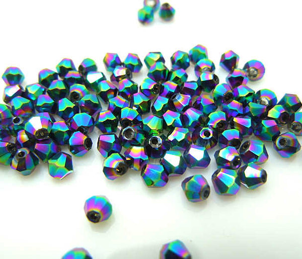 Isywaka Sale Hot Blue 200PCS 4mm Bicone Austria Crystal Beads charm Glass Beads Loose Spacer Bead for DIY Jewelry Making