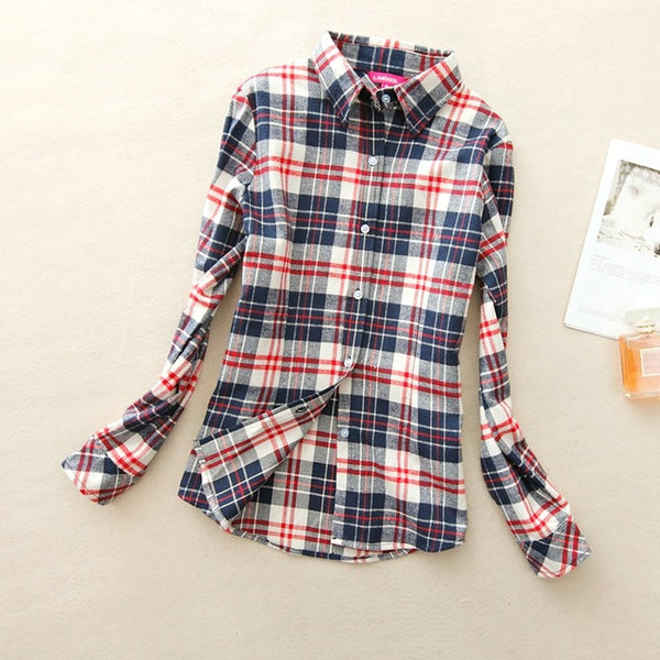 Women's Shirts 2017 autumn and winter female shirt plaid shirt women slim long sleeve cotton Blouse top female outerwear