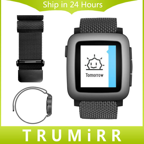 22mm Milanese Loop Band Stainless Steel Strap Bracelet for Pebble Time Samsung Gear S3 Asus Zenwatch 1 2 Men LG G Watch Urbane
