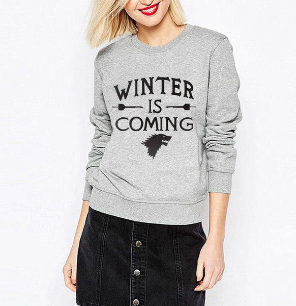 Funny juego de tronos Winter Is Coming Women harajuku sweatshirt 2017 female Casual hip-hop hoodies kpop tracksuit mma pullover