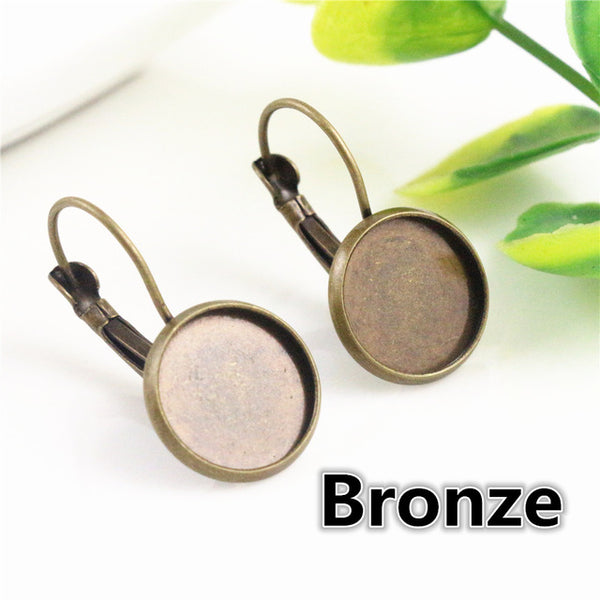 12mm 10pcs Classic Color Series French Lever Back Earrings Blank/Base,fit 12MM glass cabochons,buttons;earring bezels