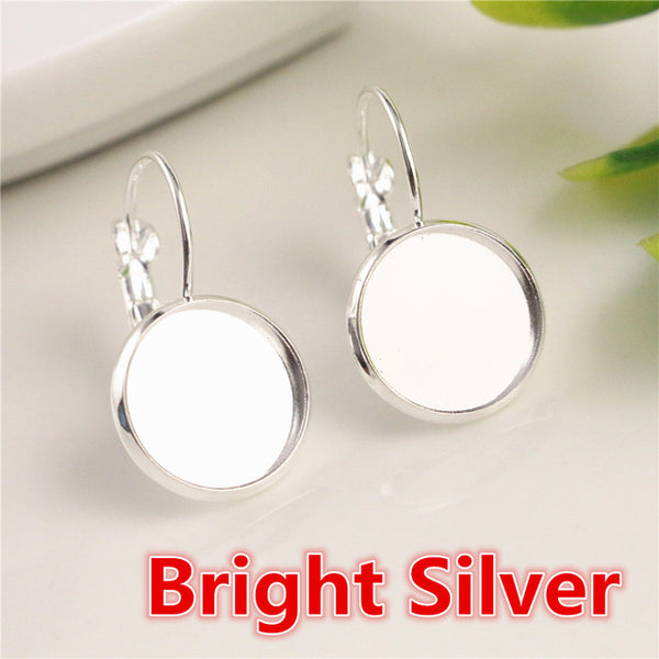 12mm 10pcs Classic Color Series French Lever Back Earrings Blank/Base,fit 12MM glass cabochons,buttons;earring bezels