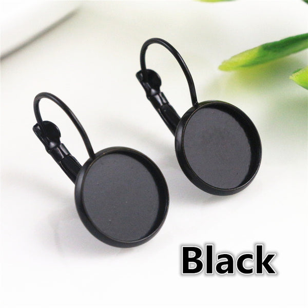 12mm 10pcs Classic Color Series French Lever Back Earrings Blank/Base,fit 12MM glass cabochons,buttons;earring bezels