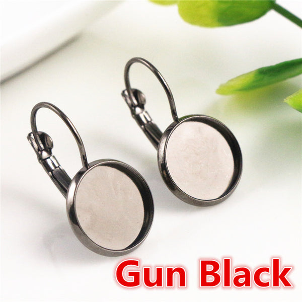 12mm 10pcs Classic Color Series French Lever Back Earrings Blank/Base,fit 12MM glass cabochons,buttons;earring bezels