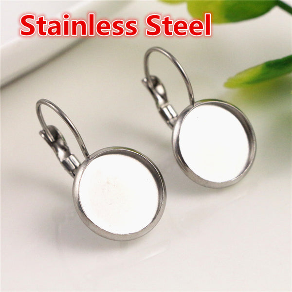 12mm 10pcs Classic Color Series French Lever Back Earrings Blank/Base,fit 12MM glass cabochons,buttons;earring bezels
