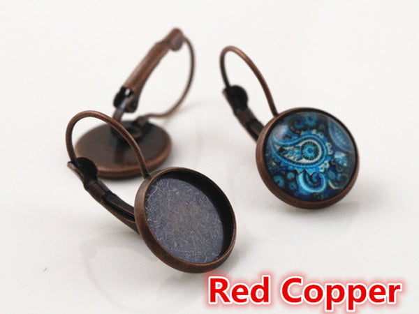 12mm 10pcs Classic Color Series French Lever Back Earrings Blank/Base,fit 12MM glass cabochons,buttons;earring bezels