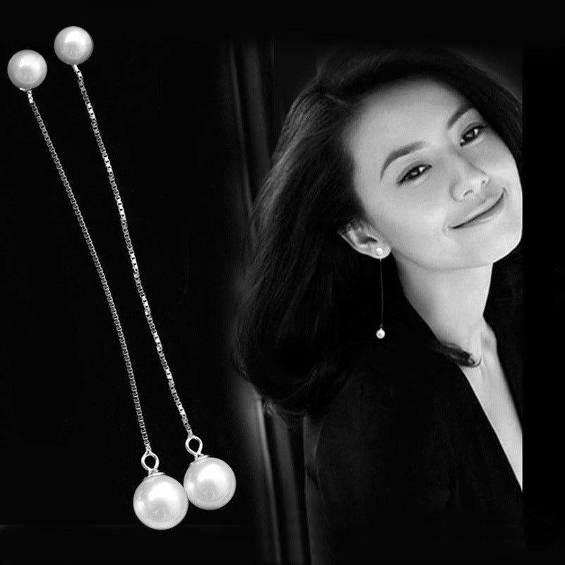 Silver plated High quality imitation pearl earrings a two Miss Dai lovely fashion jewelry factory wholesale 6 + 8MM