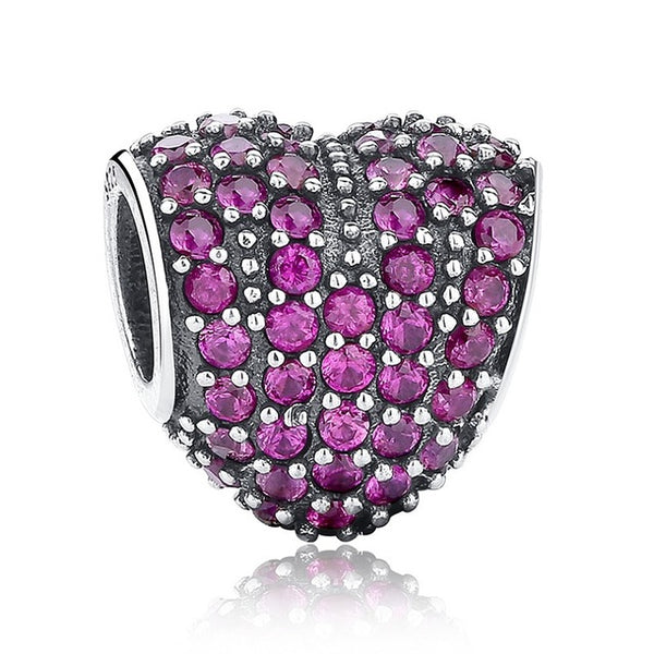 100% Authentic 925 Sterling Silver Heart Shape Charm Beads Fit pandora Charm Bracelet DIY Original Silver Jewelry