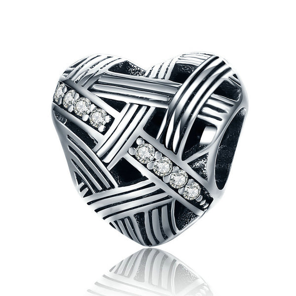 925 Sterling Silver Love All Around CZ Beads Fit Pandora Charm Silver 925 Bracelet Beads & Jewelry Making WEUS065