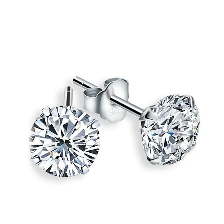 Fine Jewelry Authentic Silver Jewelry Classic luxury women 2016 4mm 5mm 6mm Czech Authentic 925 Sterling Stud Earring