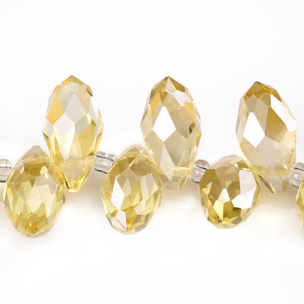 Austria AAA Mala Hole Glass Bead For Jewelry Making Bracelet DIY 6*12MM Pretty Shiny Briolette Crystal Bead Set Wholesale Z001