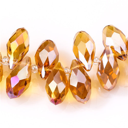 Austria AAA Mala Hole Glass Bead For Jewelry Making Bracelet DIY 6*12MM Pretty Shiny Briolette Crystal Bead Set Wholesale Z001