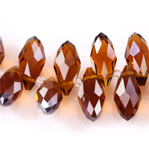 Austria AAA Mala Hole Glass Bead For Jewelry Making Bracelet DIY 6*12MM Pretty Shiny Briolette Crystal Bead Set Wholesale Z001