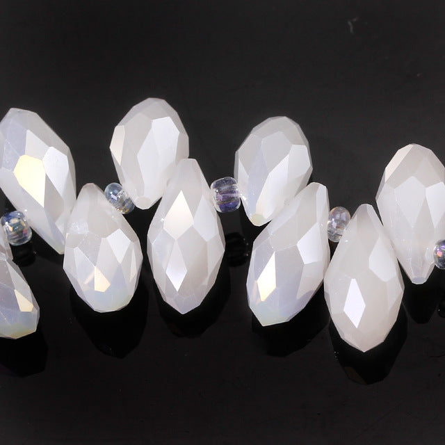 Austria AAA Mala Hole Glass Bead For Jewelry Making Bracelet DIY 6*12MM Pretty Shiny Briolette Crystal Bead Set Wholesale Z001