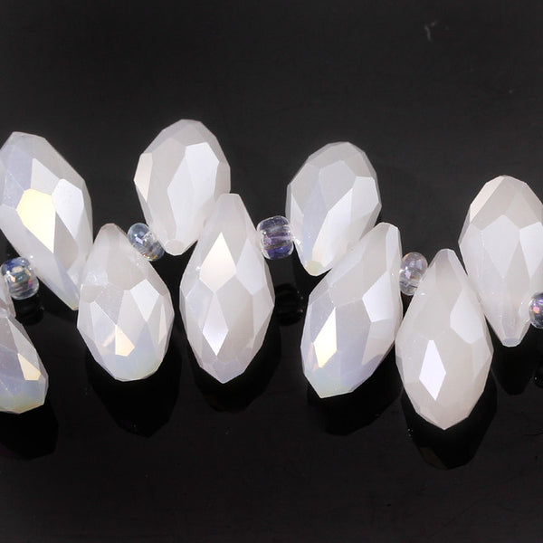 Austria AAA Mala Hole Glass Bead For Jewelry Making Bracelet DIY 6*12MM Pretty Shiny Briolette Crystal Bead Set Wholesale Z001