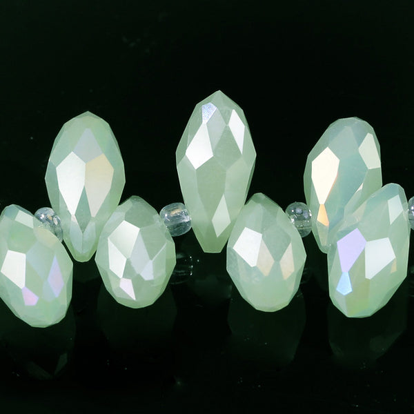 Austria AAA Mala Hole Glass Bead For Jewelry Making Bracelet DIY 6*12MM Pretty Shiny Briolette Crystal Bead Set Wholesale Z001