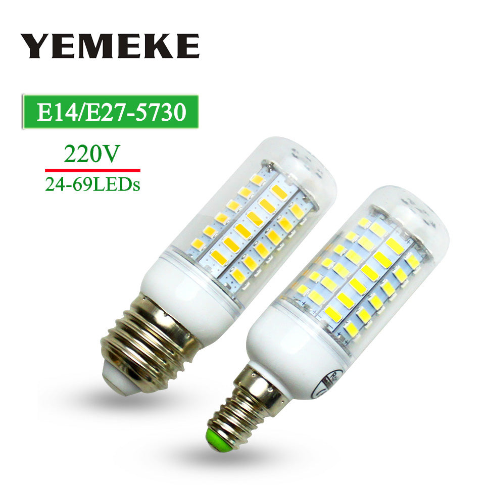 Super LED Bulb E27 E14 SMD 5730 LED Lamp 24 36 48 56 69leds 220V lampada LED Corn Bulb light Chandelier led lights for home
