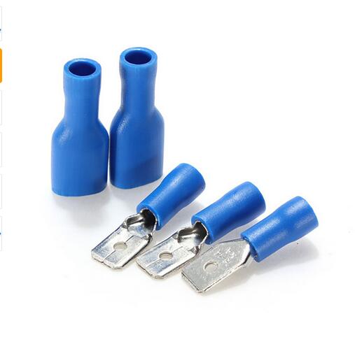 FDFD2-250*50 MDD2-250*50 16-14AWG BLUE Insulated Spade Crimp Wire Cable Connector Terminal Male/Female Kit 100PCS 50pair