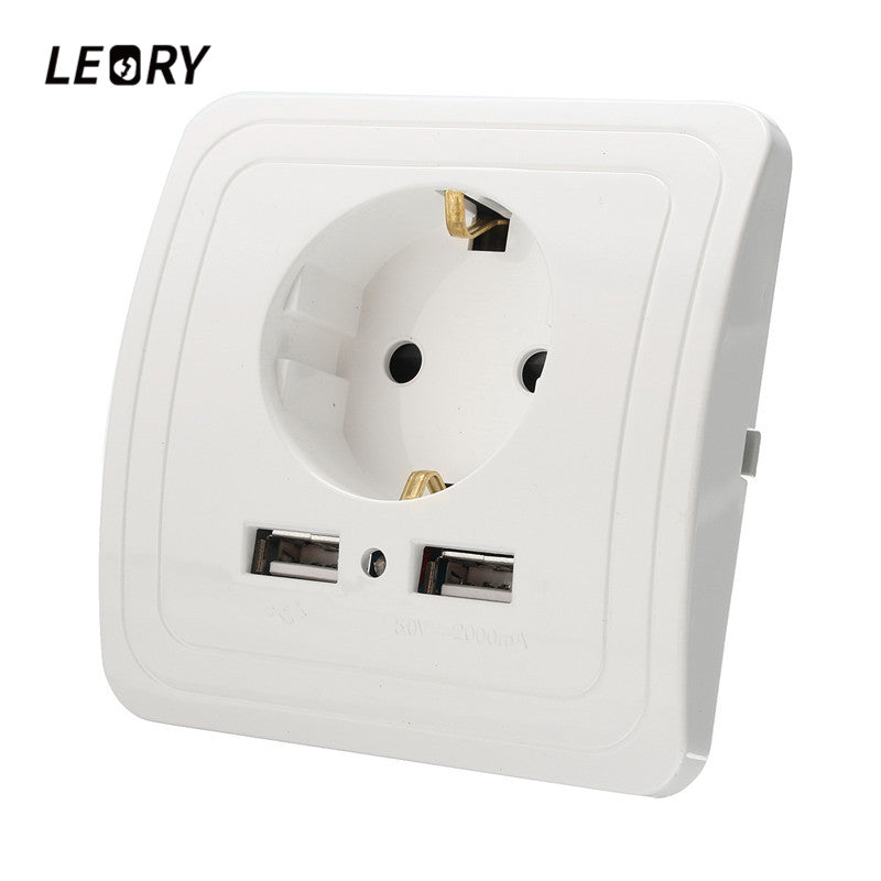 5V 2A Electric Dual USB Wall Charger Adapter EU Plug USB Wall Socket Power Charging Switch Outlet Plug USB Power Socket Panel