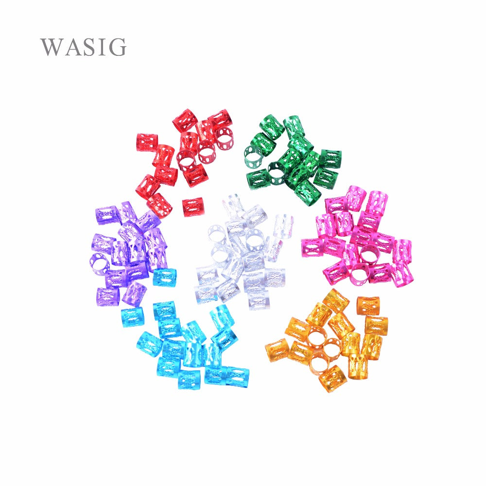 50 Pcs/Lot #Pink #Red #Blue #Golden #Silver Mixed Dreadlock Beads Adjustable Hair Braids Cuff Clip 8MM Hole Micro Ring Beads