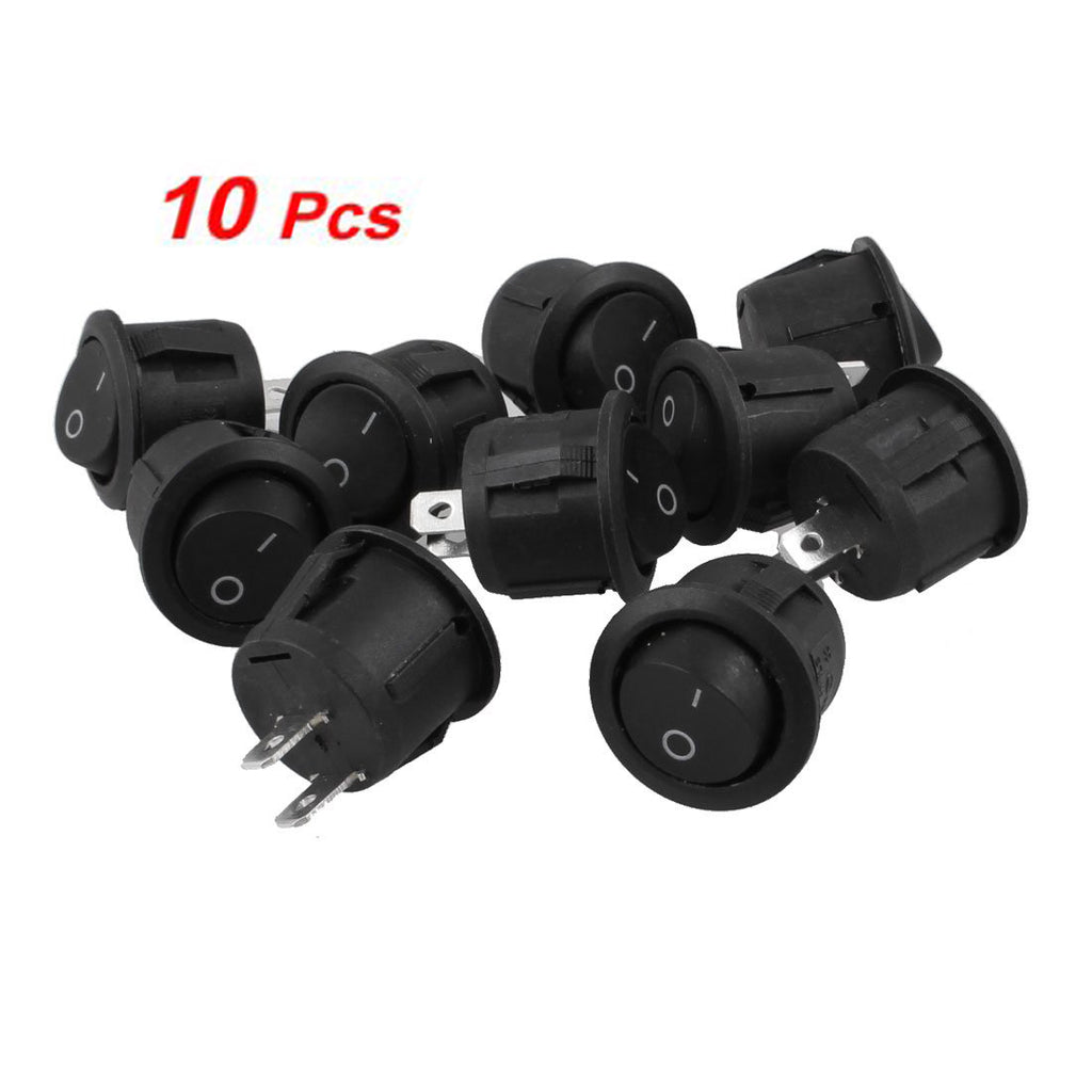 Promotion! 10Pcs AC 6A 10A 250V On Off Snap in SPST Round Boat Rocker Switch Black