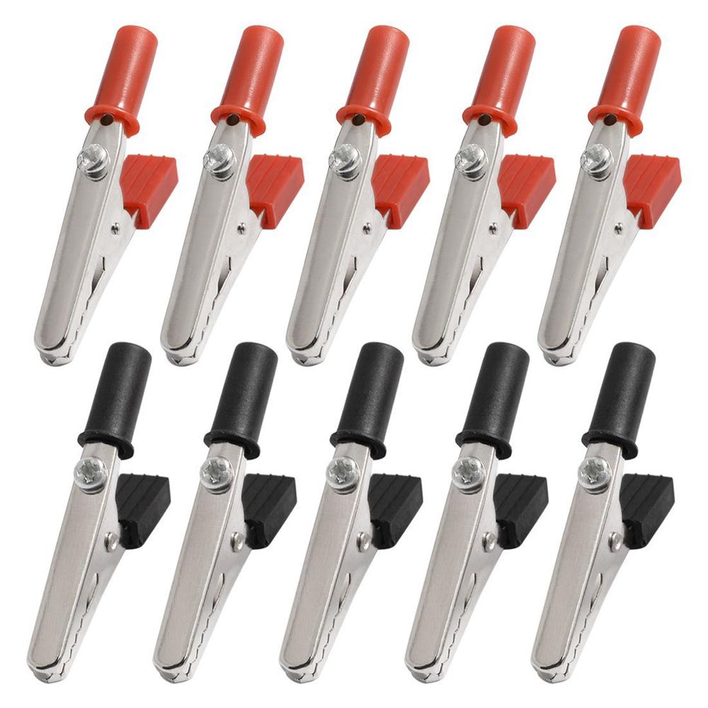 WSFS Hot Sale 10 pcs 50mm Plastic Handle Test Probe Metal Alligator Clips