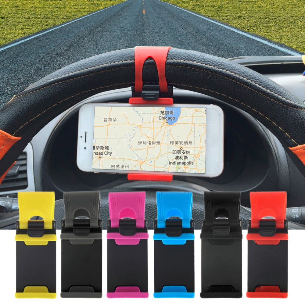 Newest Car Steering Wheel Mount Holder Rubber For iPhone For iPod MP4 GPS Mobile Phone Holders Car-styling Hot Drop Shipping