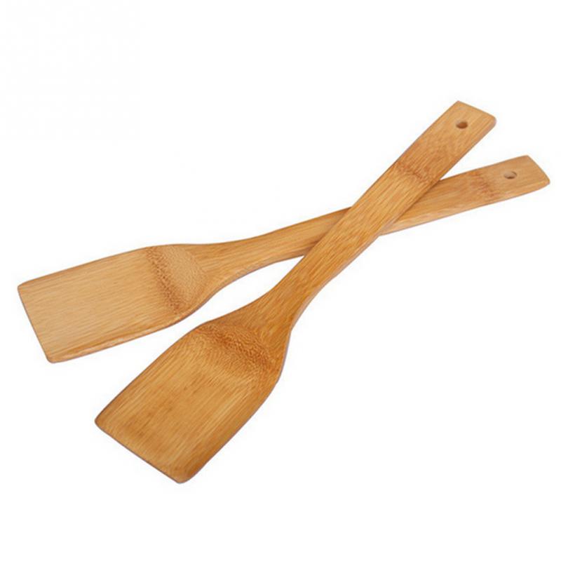 1Pcs Natural Health Bamboo Wood Kitchen Slotted Spatula Spoon Mixing Holder Cooking Utensils Dinner Food Wok Shovels Supplies