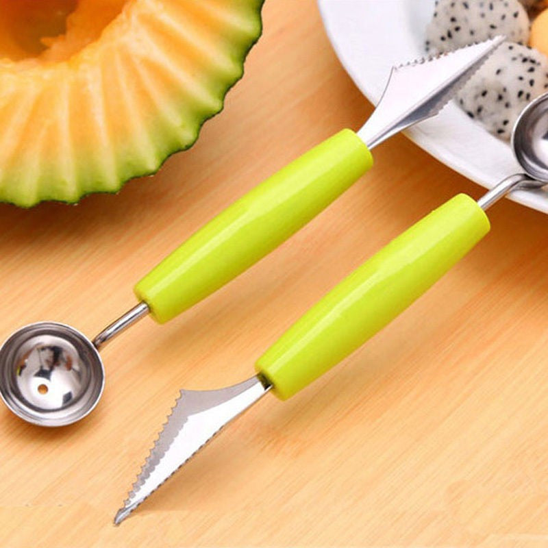 Double-End Multi Function Stainless Steel Fruit Baller Carving Knife Ice Cream Scoop Spoon Kitchen gadgets cook Tools cozinha
