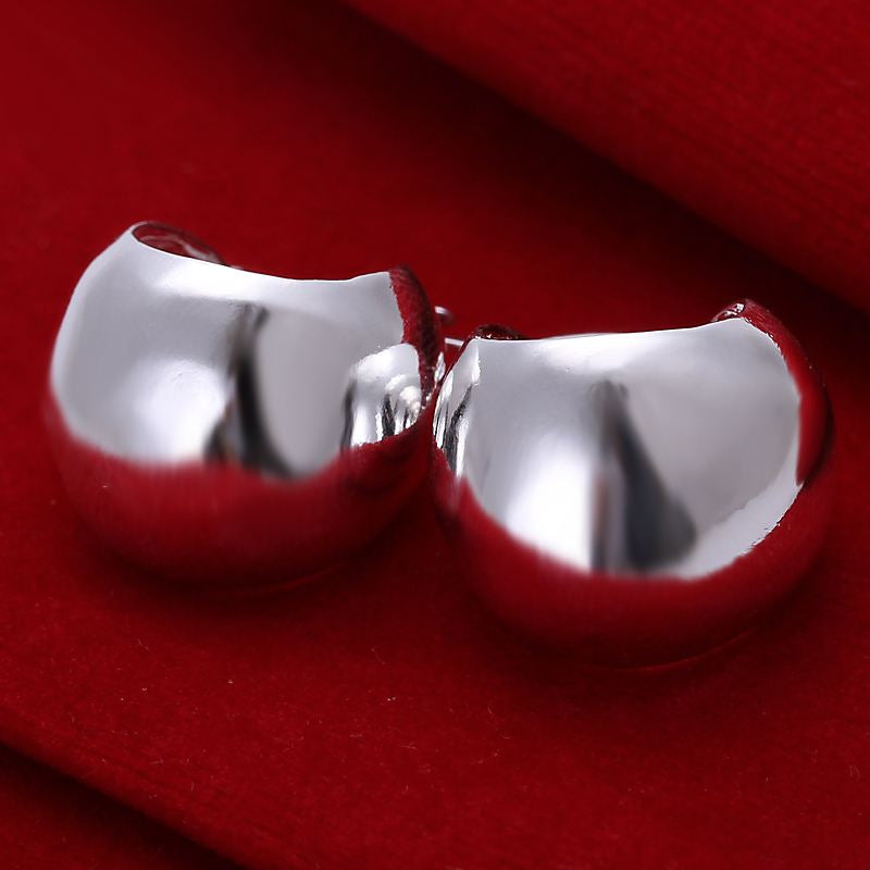 Free Shipping Hot 2015 silver earings Smooth Egg stud brinco joyas