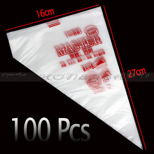 Free Shipping 100Pcs/Set Disposable Pastry Bag Piping Cake Pastry Cupcake Decorating Bags Bakeware Cookie Cutter