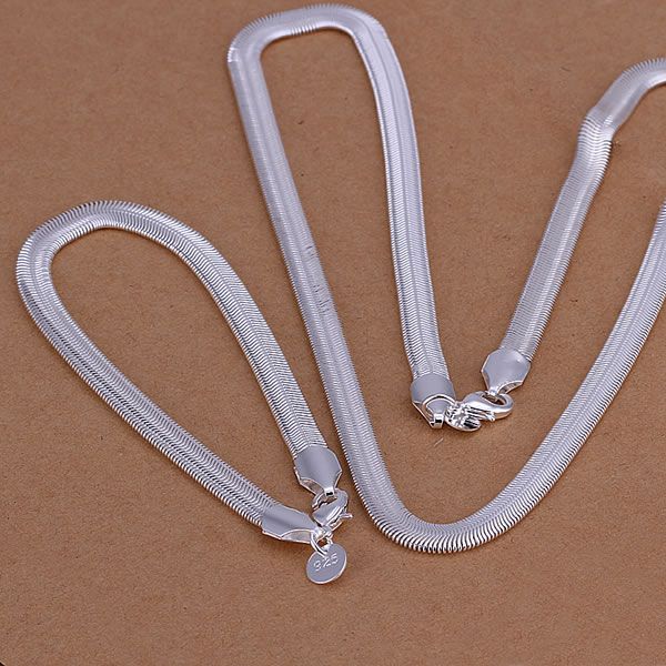 Factory price top quality 925 jewelry silver plated jewelry sets silver plated necklace bracelet free shipping SMTS084