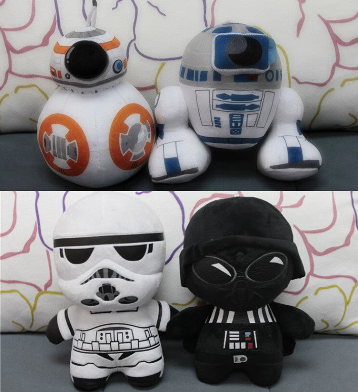 Star Wars 7 BB8 plush toys set 2016 New The Force Awaken BB-8 Droid Robot R2D2 Darth Vador Storm Trooper stuff Doll toy for kid