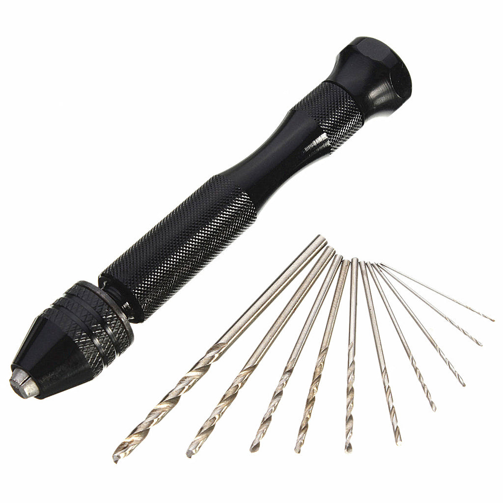 High Quality Mini Micro Aluminum Hand Drill With Keyless Chuck +10x High Speed Steel Twist Drills Rotary Tools Wood Drilling