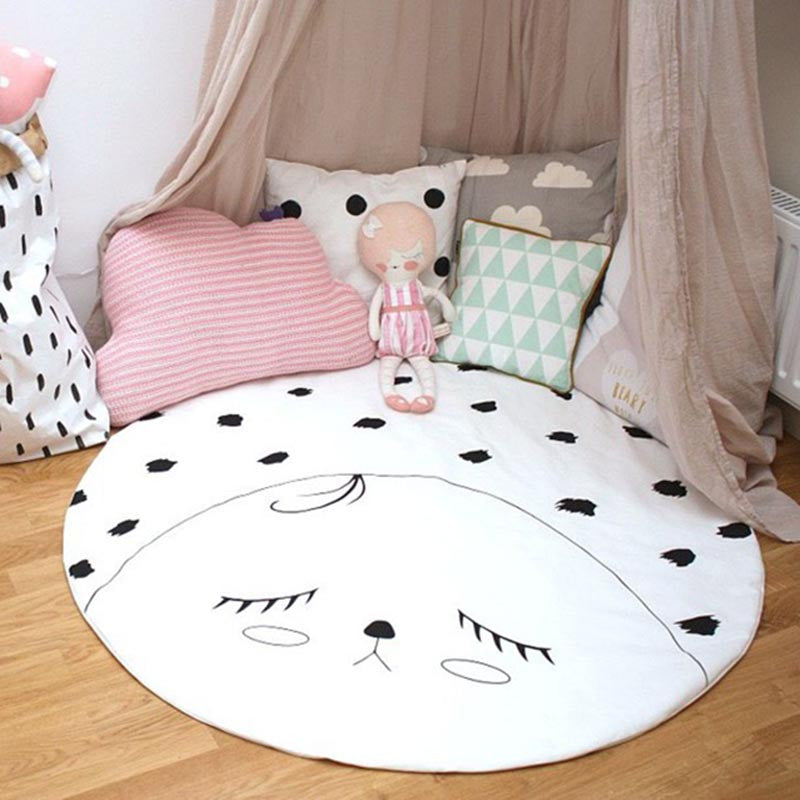 90*90cm cotton baby crawling pad ,round shape child play game mat, baby gym mat, cartoon kids room floor developing carpet toys