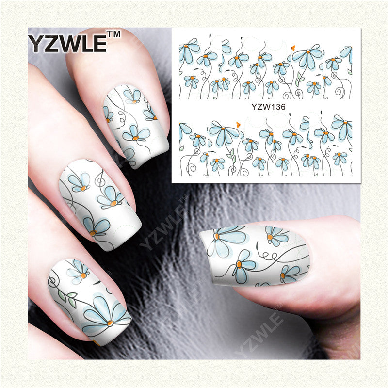 YZWLE 1 Sheet DIY Designer Water Transfer Nails Art Sticker / Nail Water Decals / Nail Stickers Accessories (YZW-136)