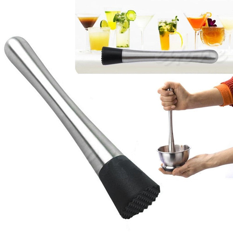 New Cocktail Muddler Stainless Steel Bar Mixer Barware Mojito Cocktail DIY Drink Fruit Muddler Crushed Ice Barware Bar Tool