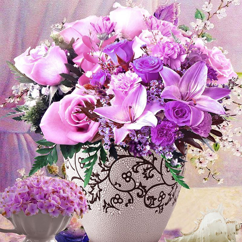 5D DIY diamond Painting flowers 3D Cross Stitch diamond embroidery mosaic diamonds wall stickers home decor Ferr shipping