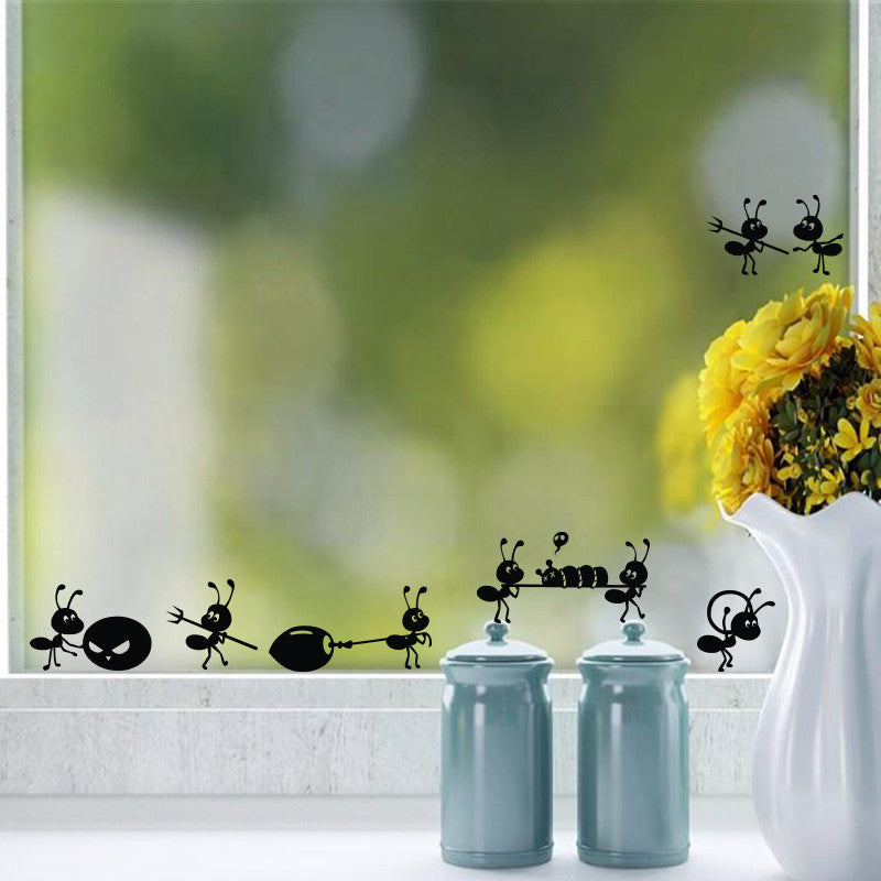 P2054 Furnishings wall stickers cartoon decoration glass stickers free shipping, ant on Mirror Window Stickers Home Decoration