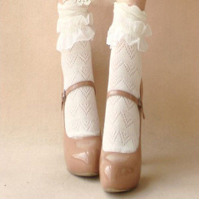 1 pair 2016 Retro Style Cotton Lace Ruffle Frilly Ankle Short Socks Princess Girl