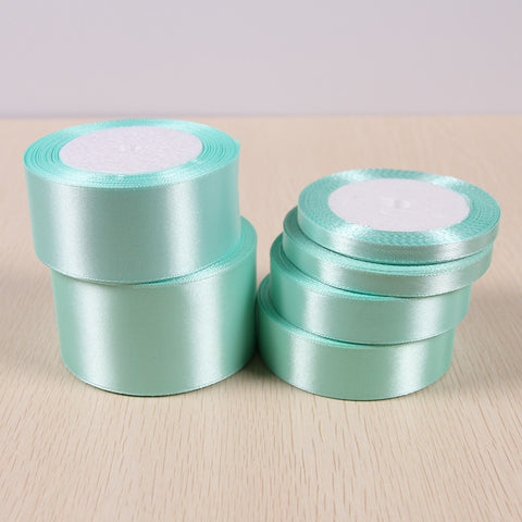 New 25 Yards Tiffany Blue Silk Satin Ribbon Wedding Party Decoration Gift Wrapping Christmas Apparel Sewing Fabric Hand DIY